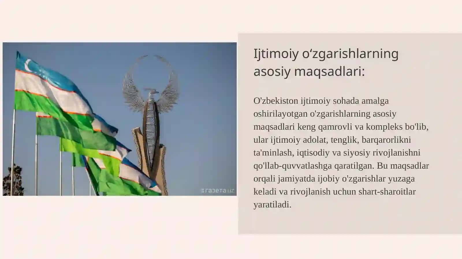 Oʻzbekistonda ijtimoiy sohada amalga oshirilayotgan oʻzgarishlar mazmun va mohiyati 4