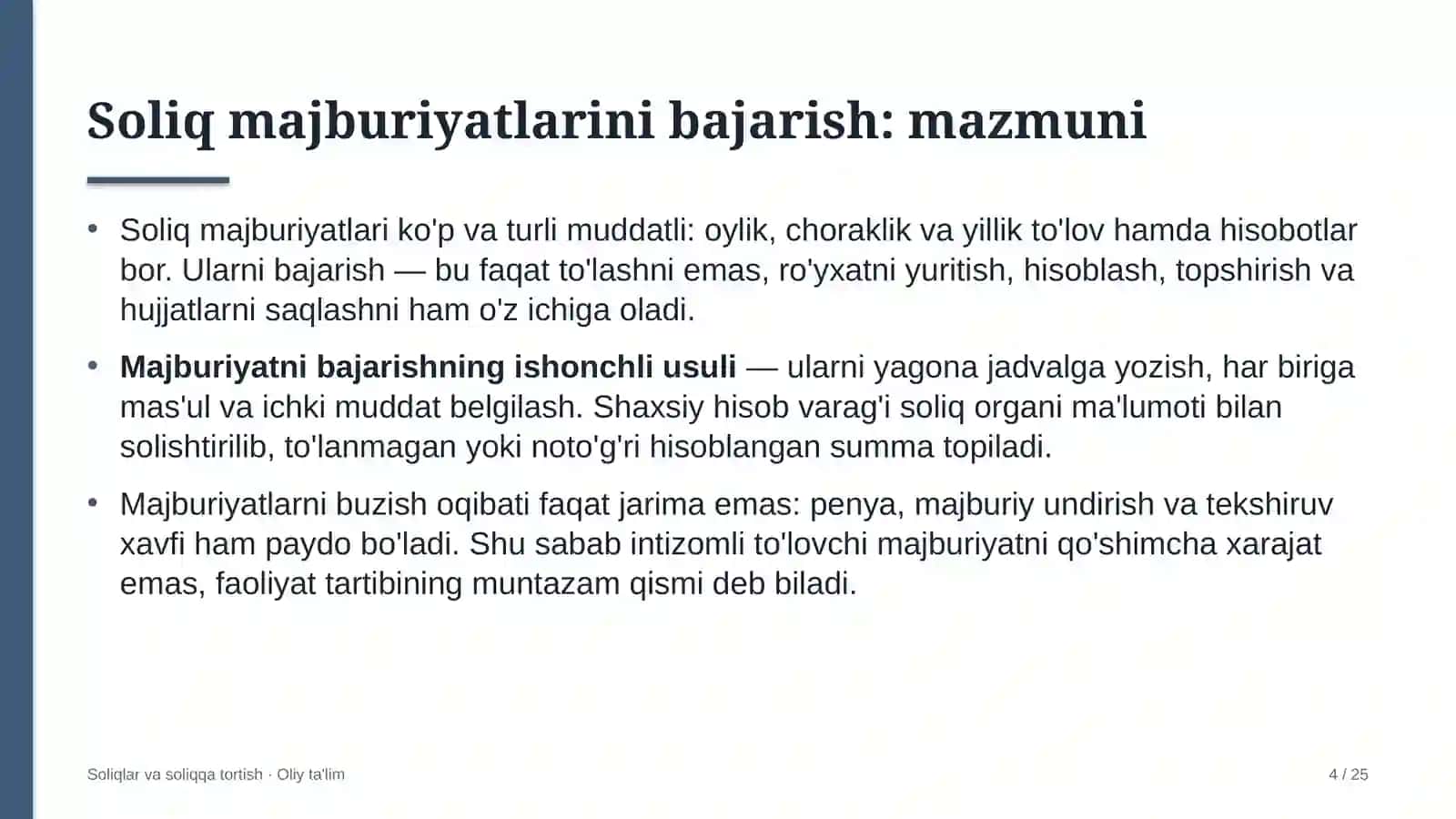 Soliq majburiyatlarini bajarish: mohiyati 4
