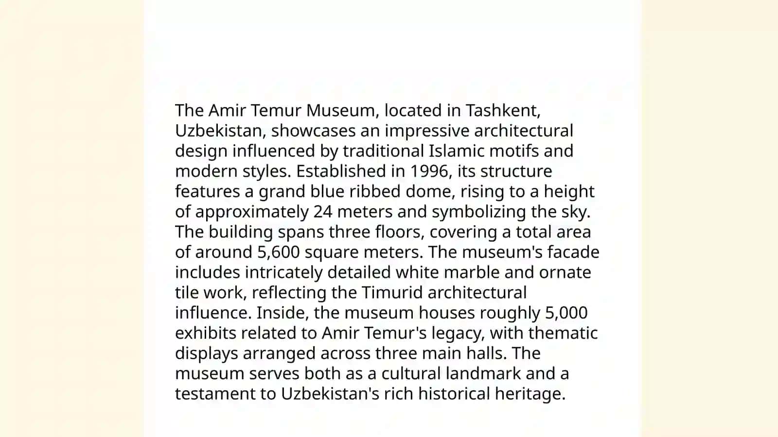Visiting the Amir Temur museum 4