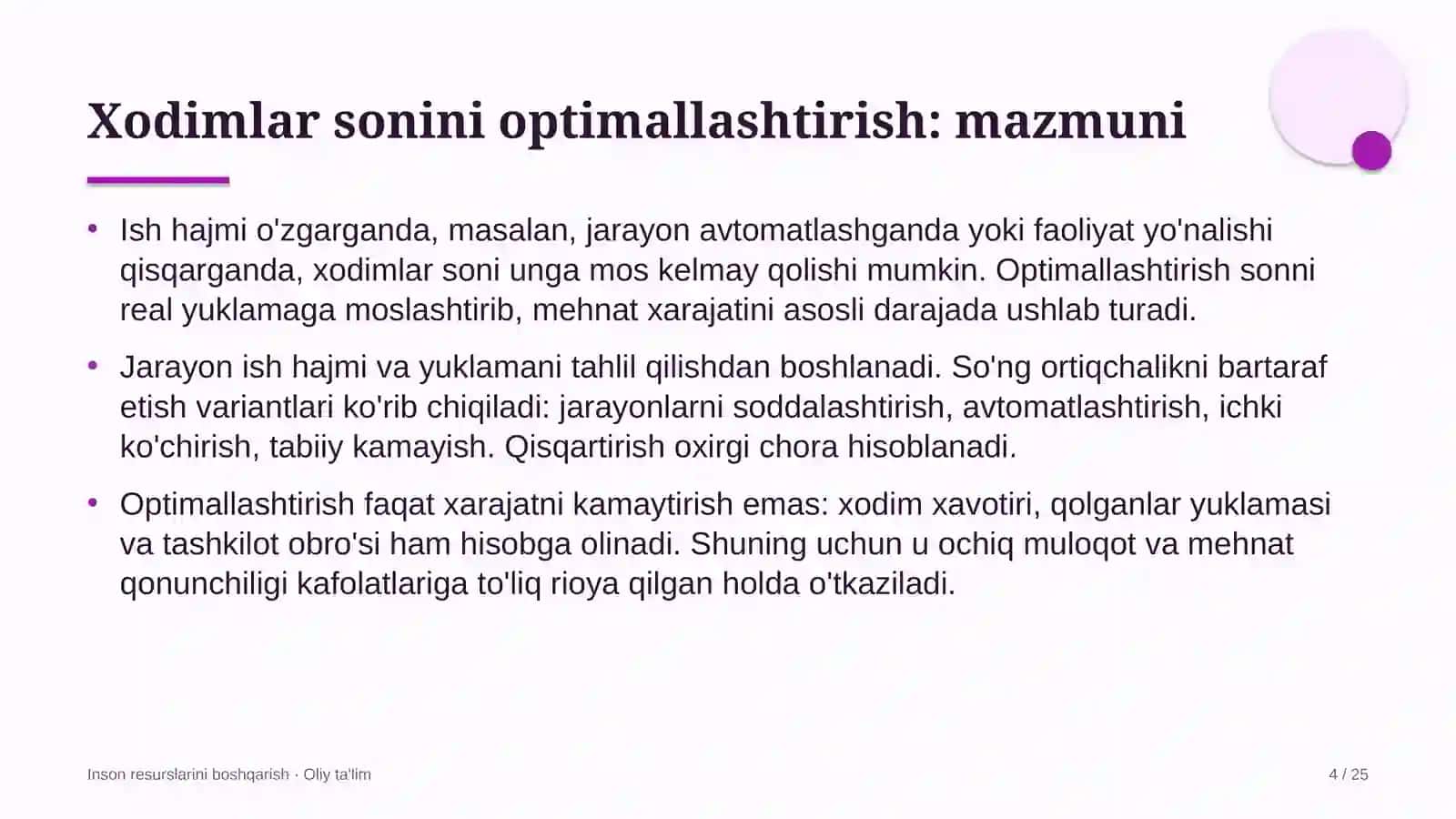 Ishbilarmonlik turizmida xodimlar sonini optimallashtirish 4