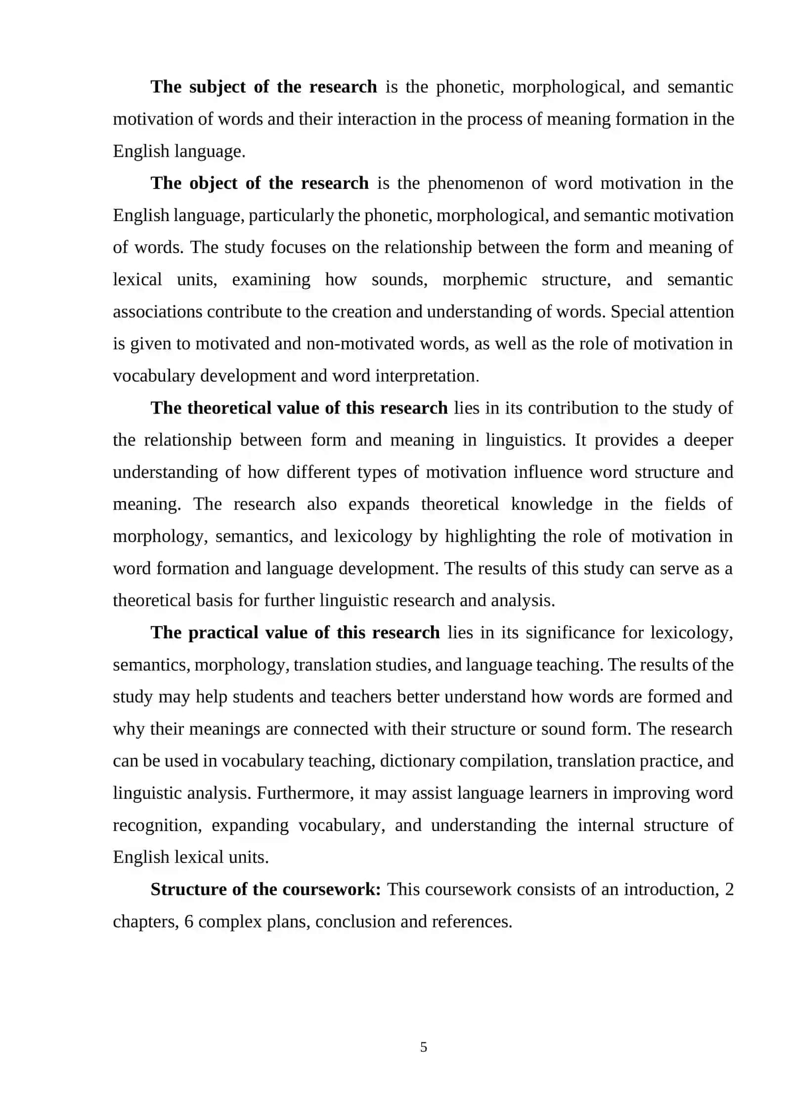 Phonetic, Morphological and Semantic Motivation of Words 4