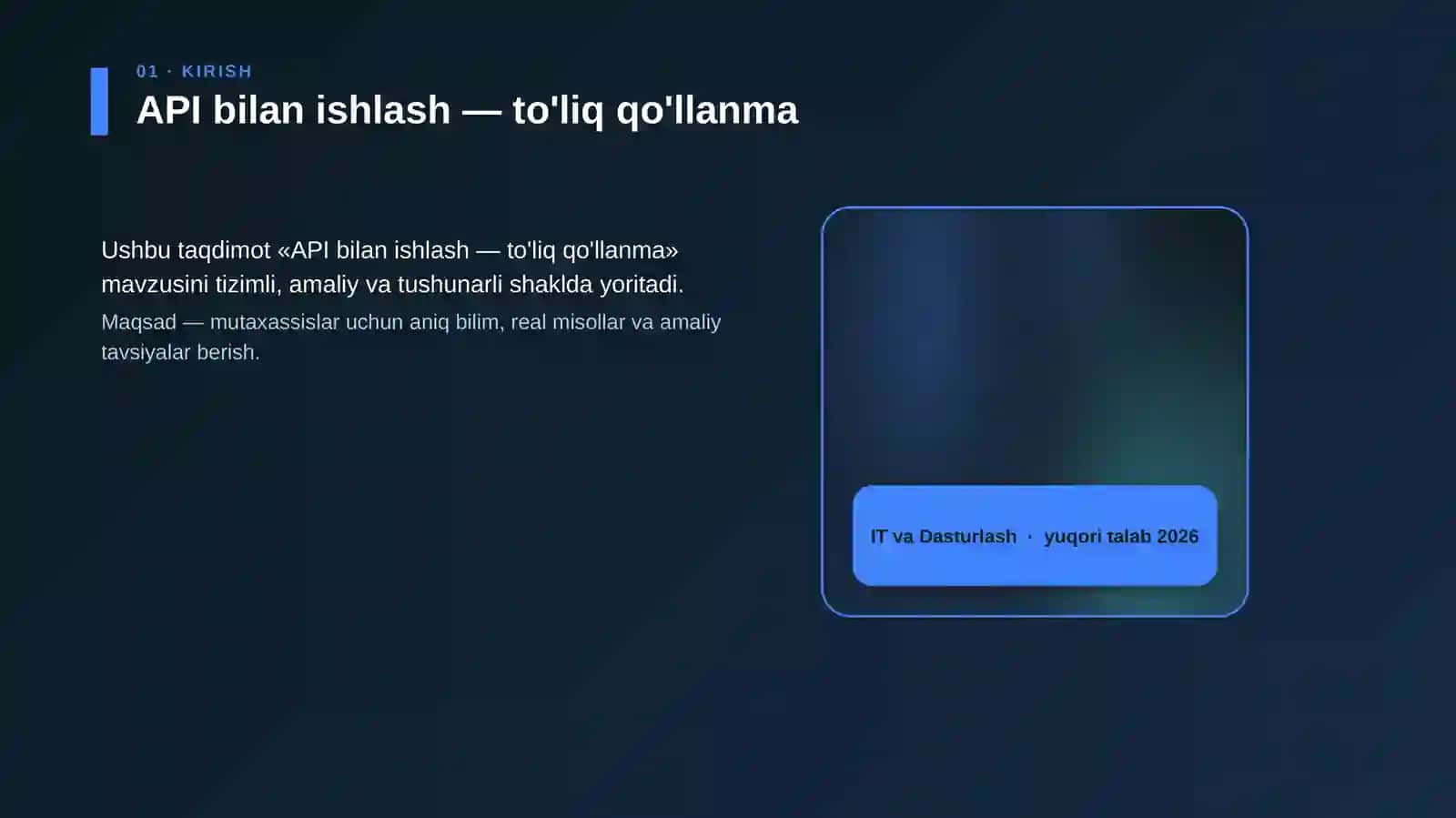 API bilan ishlash — to'liq qo'llanma 4