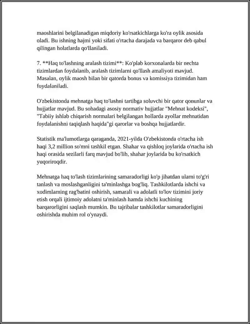 Mehnatga haq to'lash tizimlari 4