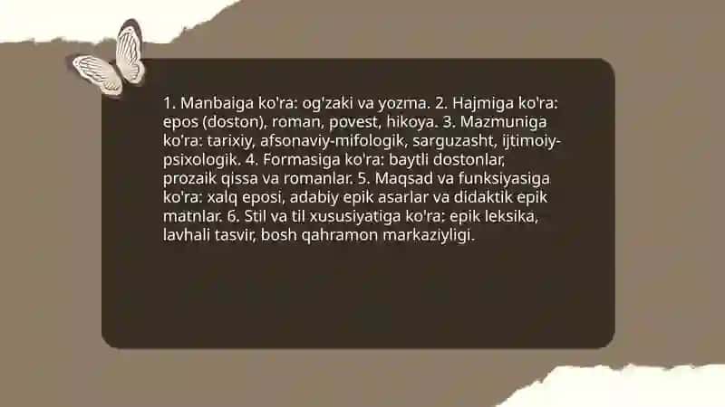 Epik tur va uning janrlari 4