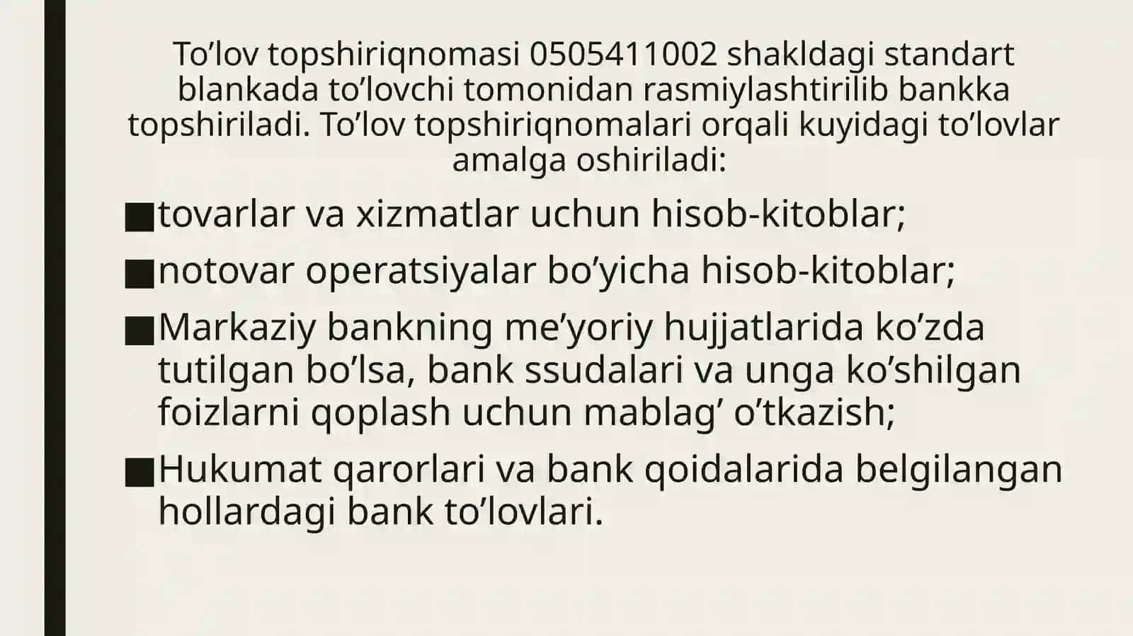 To'lov topshiriqnomalari bilan hisob kitoblar 4