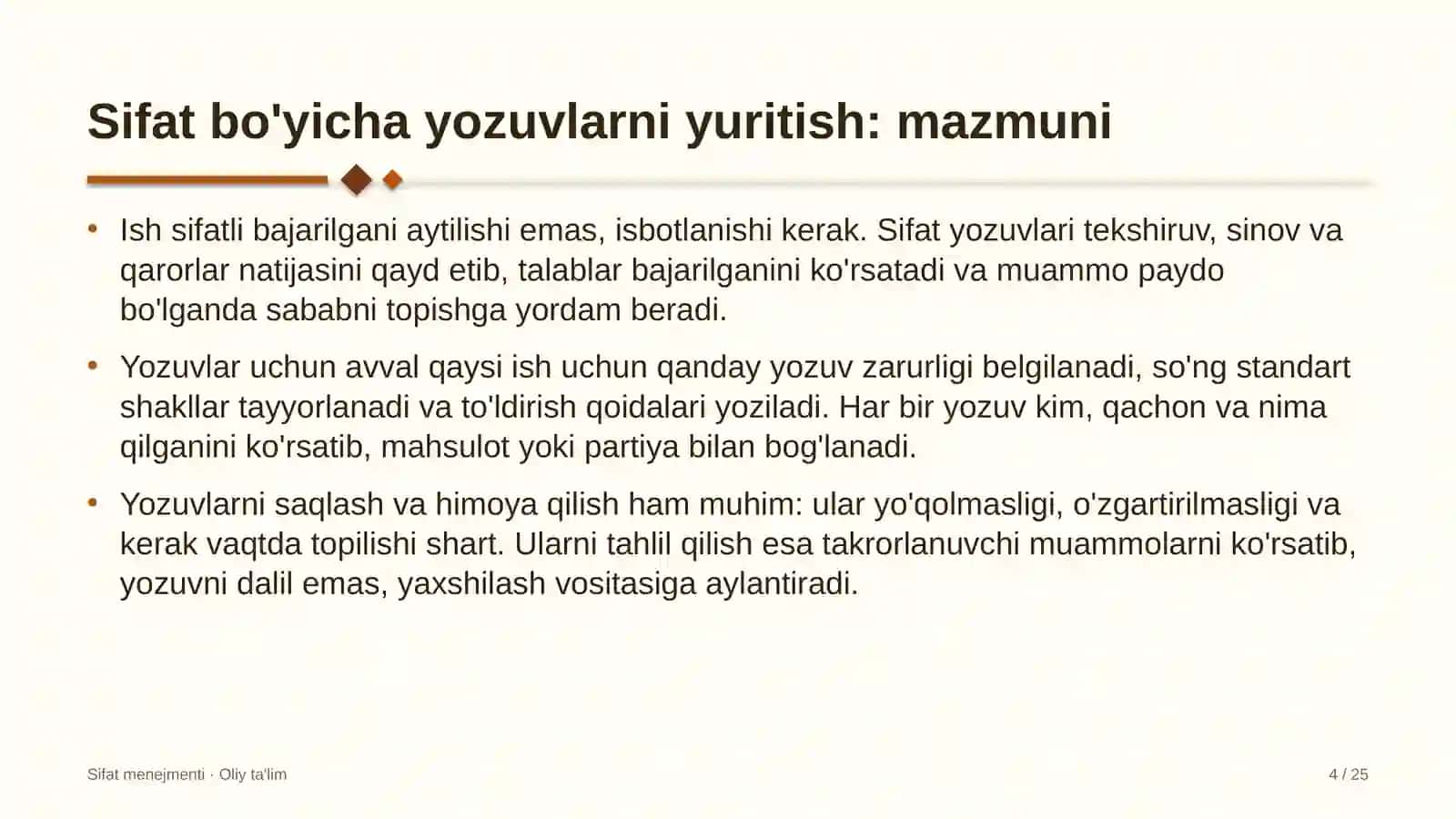 Bolalar o'yin markazlarida sifat bo'yicha yozuvlarni yuritish 4