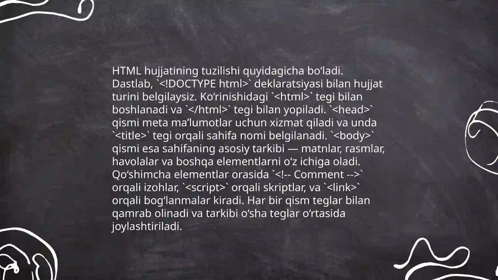 HTML tilida web sahifalarni yaratish 4