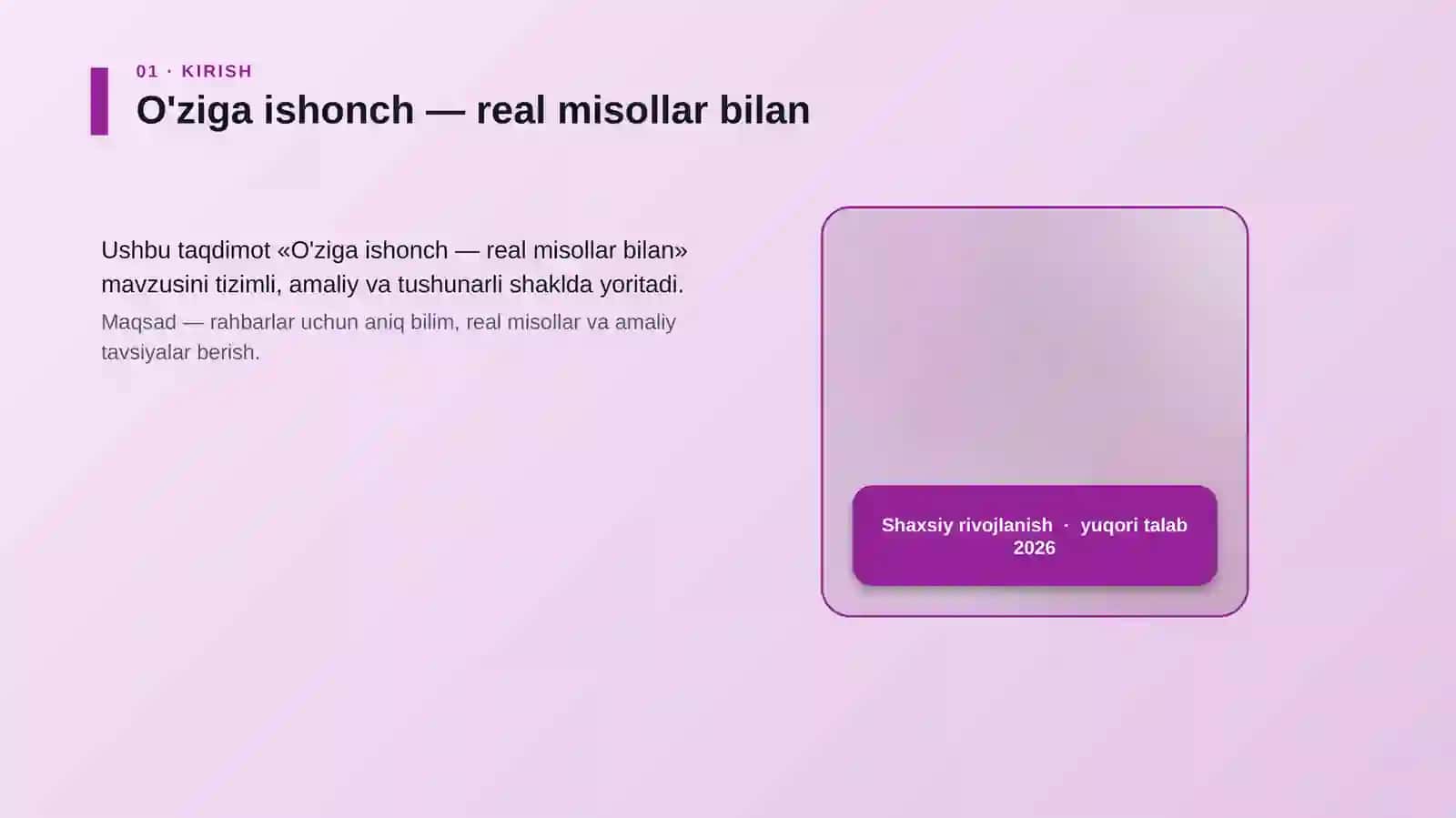 O'ziga ishonch — real misollar bilan 4