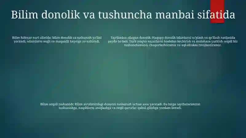 Bilim – Inson Ma’Naviy Kamoloti Omili 4