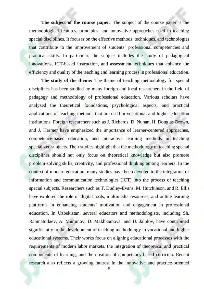 Methodology of Teaching Special Disciplines 5