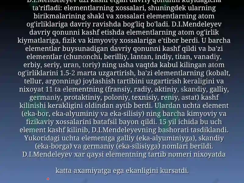 Atomlarning davriy va davriy bo'lmagan xossalari 5