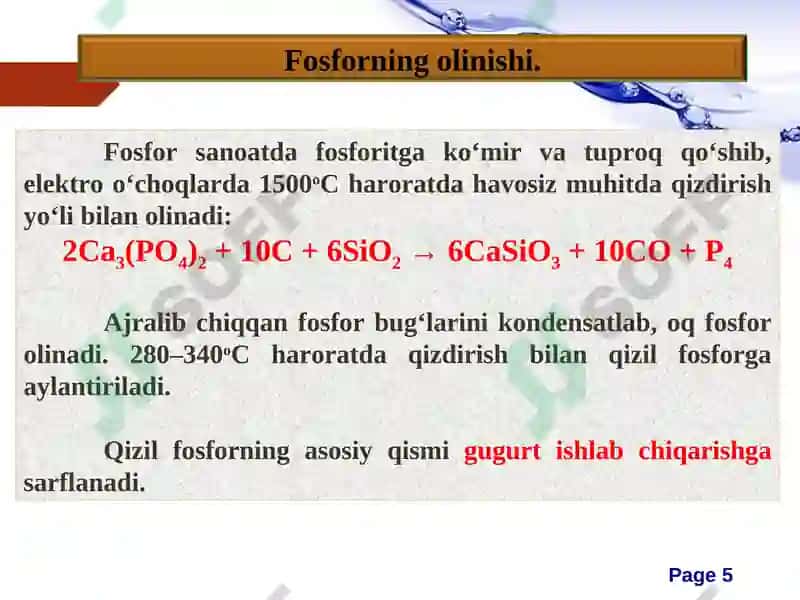 Fosforning xossalari 5