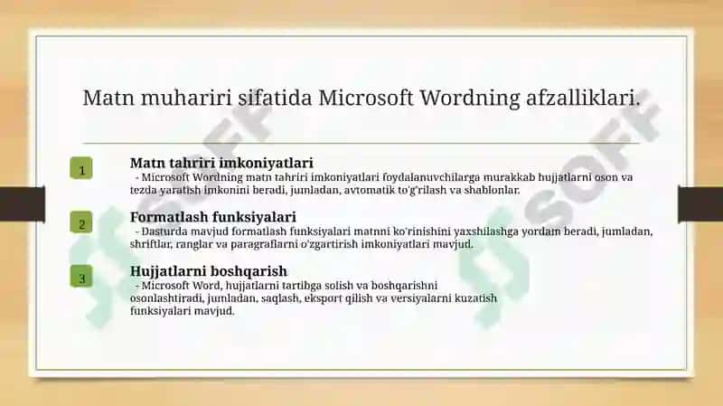 Microsoft Word dasturi 5