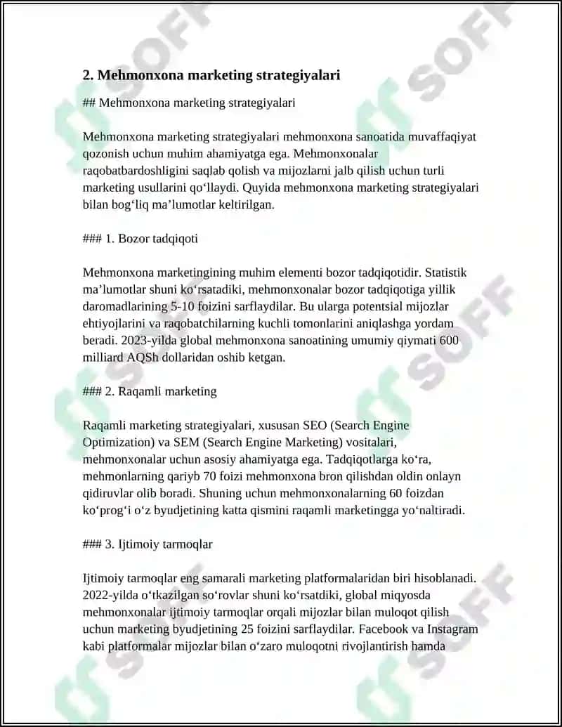 MEHMONXONALARNI TASHKIL ETISHDA MARKETING TAHLILLARI 5