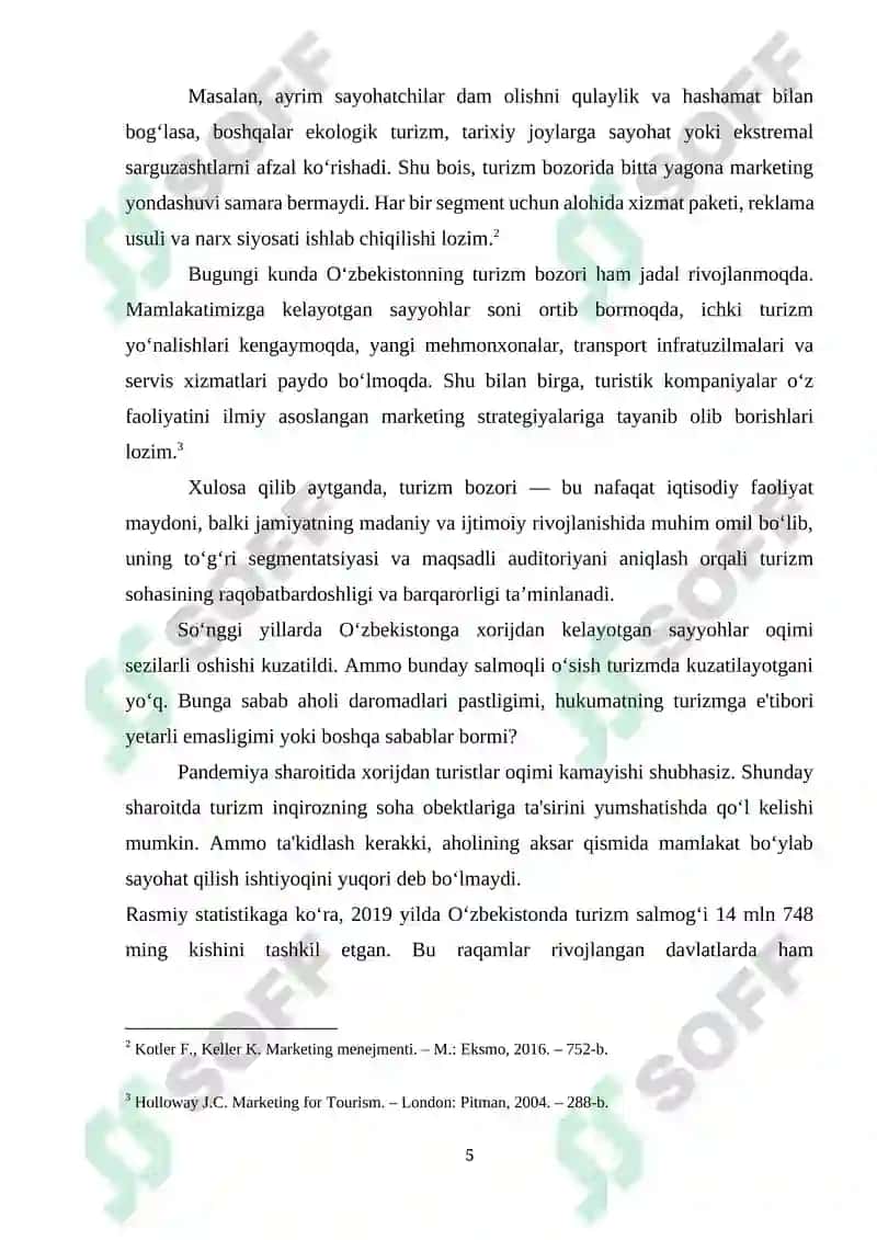 Turizm bozori segmentatsiyasi va maqsadli auditoriya tanlash 5