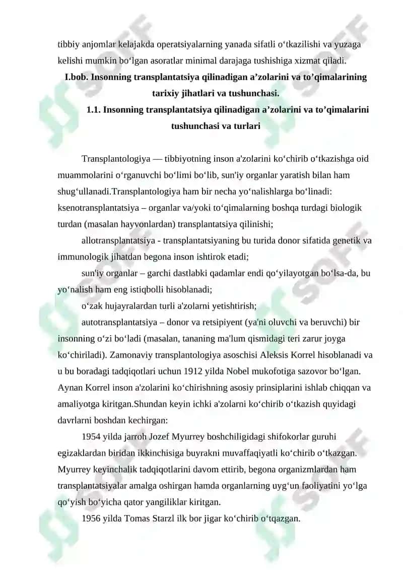 Insonning transplantatsiya qilinadigan a’zolarini va to’qimalarini O’zbekiston Respublikasidan tashqariga olib chiqish 5