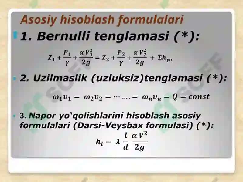 Uzunquvurlarning gidravlik hisobi 5