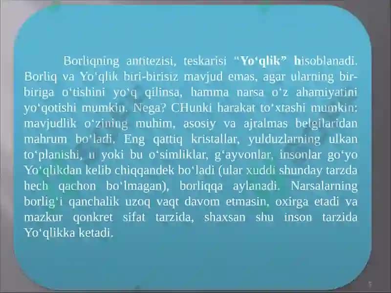 Borliq (Antropologiya) va Rivojlanish Falsafasi 5