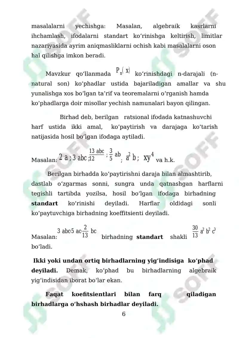 Ko‘phadlar va ular ustida amallar 6