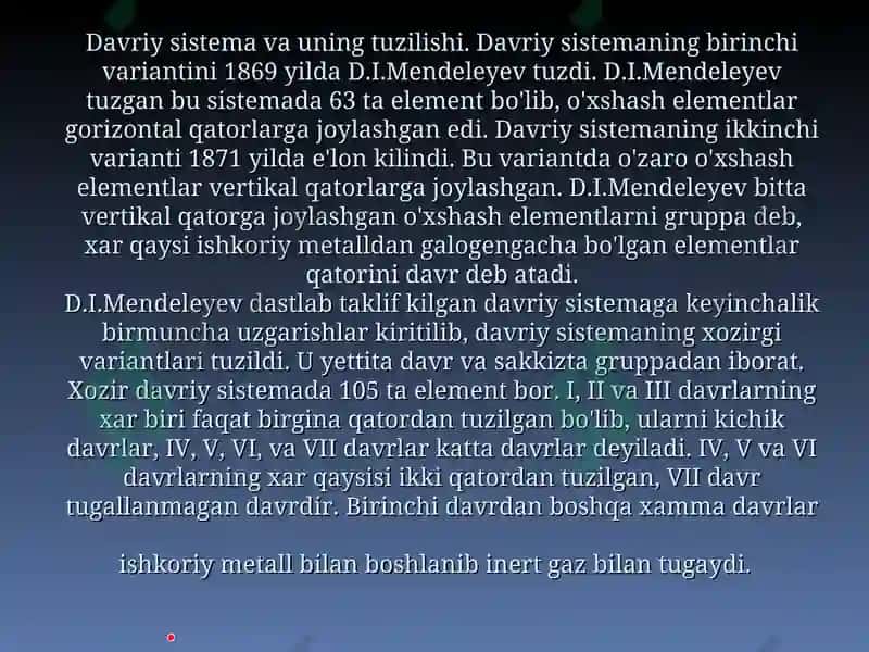 Atomlarning davriy va davriy bo'lmagan xossalari 6