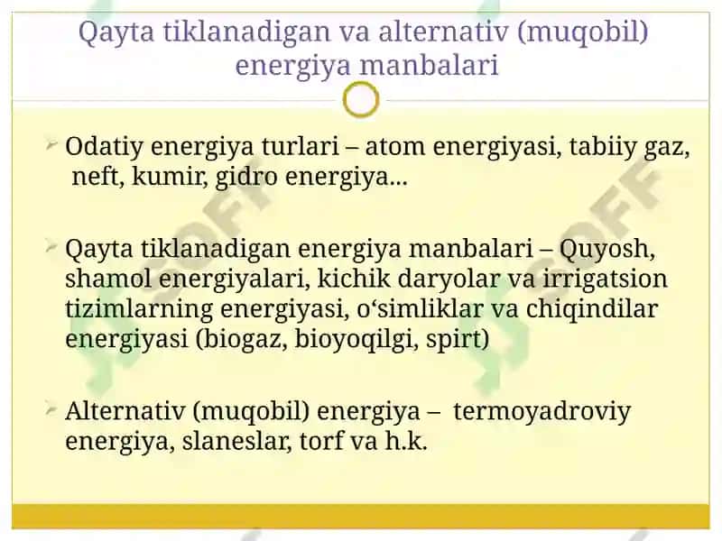 Energiya: qayta tiklanadigan manbaalarga o‘tish 6