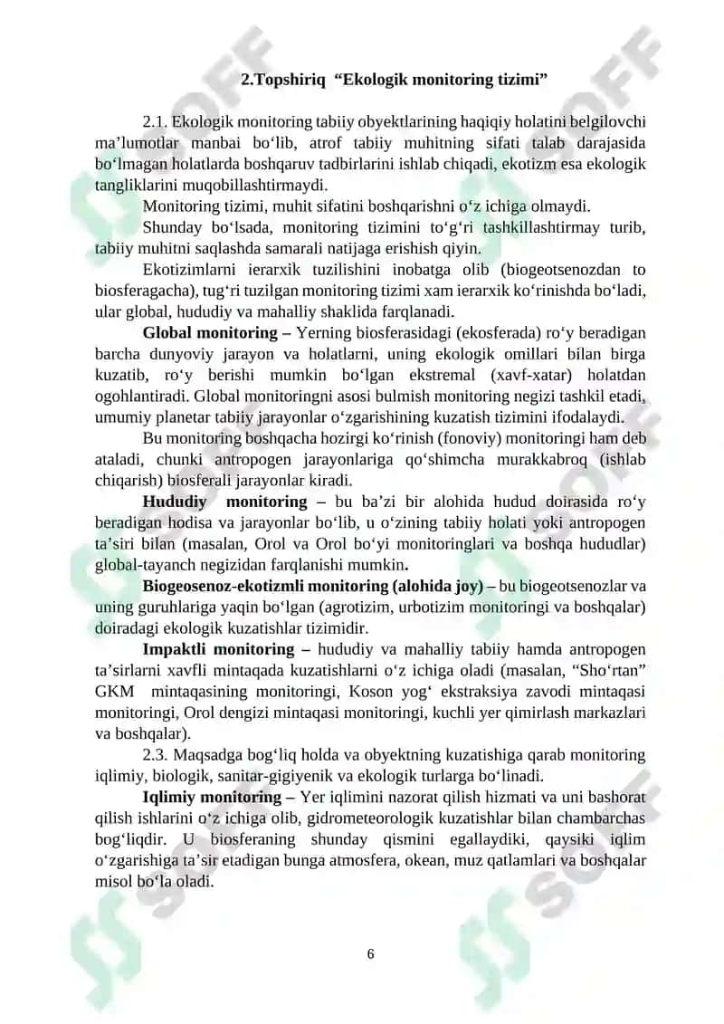 Barqaror rivojlanish asoslari fanidan amaliy ishlarni bajarish uchun uslubiy ko‘rsatma 6