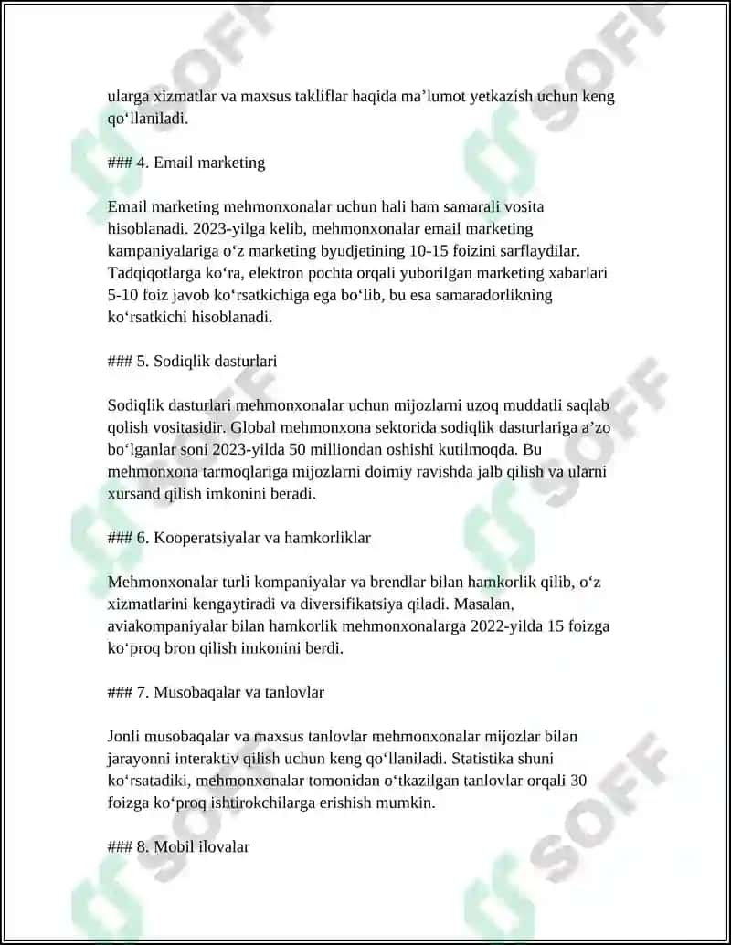 MEHMONXONALARNI TASHKIL ETISHDA MARKETING TAHLILLARI 6