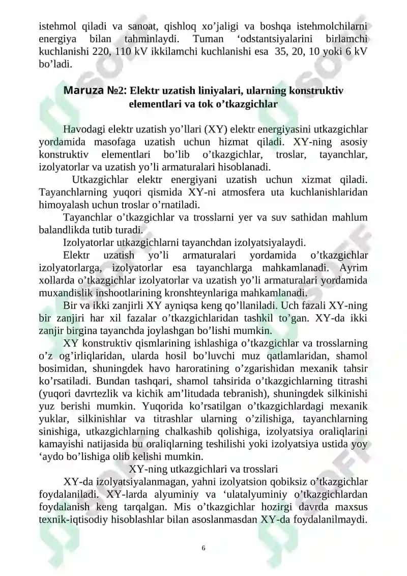 Elektr energiyani ishlab chiqish va uzatish 6