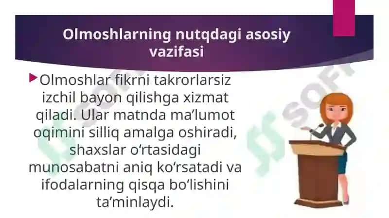 Olmosh. Olmoshning grammatik manosi 6