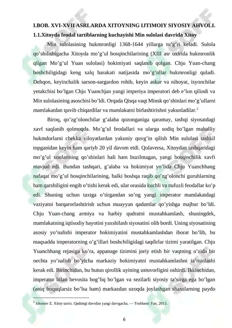 XVI-XVIII asrlarda Xitoyning ijtimoiy-iqtisodiy hayoti 6