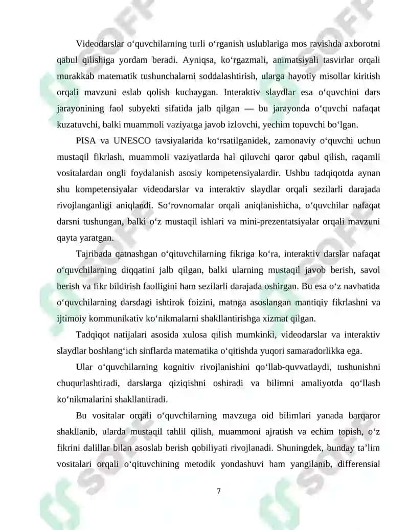 Boshlang'ich sinf o'quvchilarini matematika fanini o'rganishga qiziqishini oshirish usullari 7