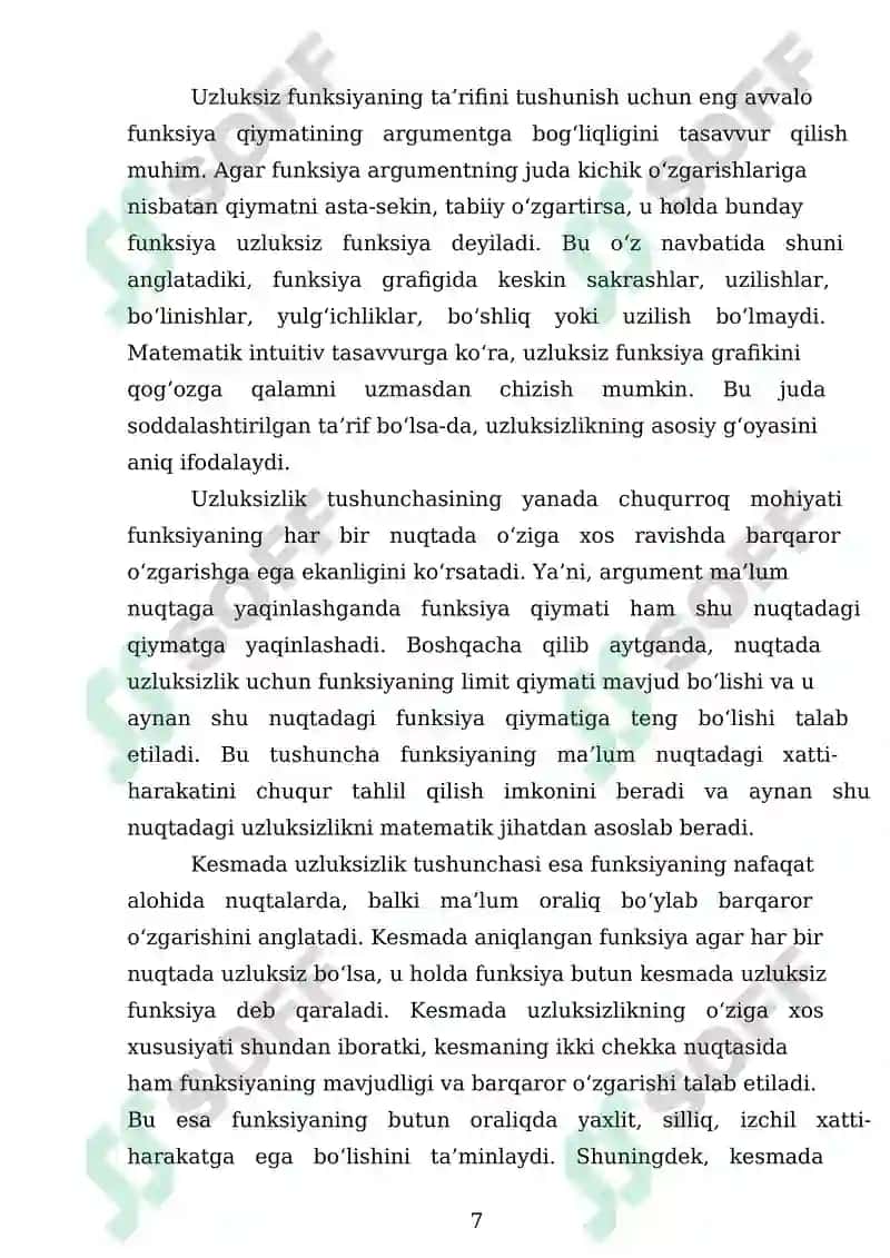 Kesmada Uzluksiz Funksiyalarning Xossalari 7