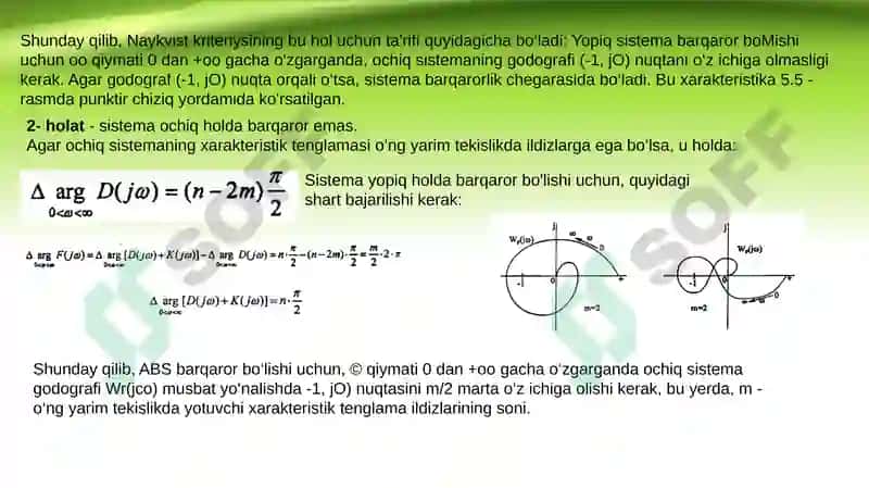 Avtomatik boshqarish sistemalarining barqarorligi va o`tkinch jarayonlar sifati 7
