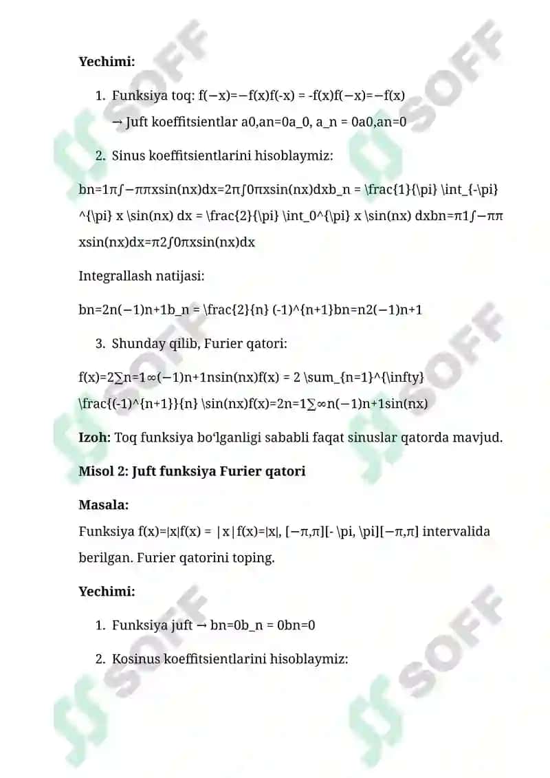Furier Qatori va uning Tadbiqlari 7