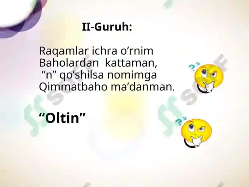 Kislorod gruppachasi elementlari. Oltingugurt 7