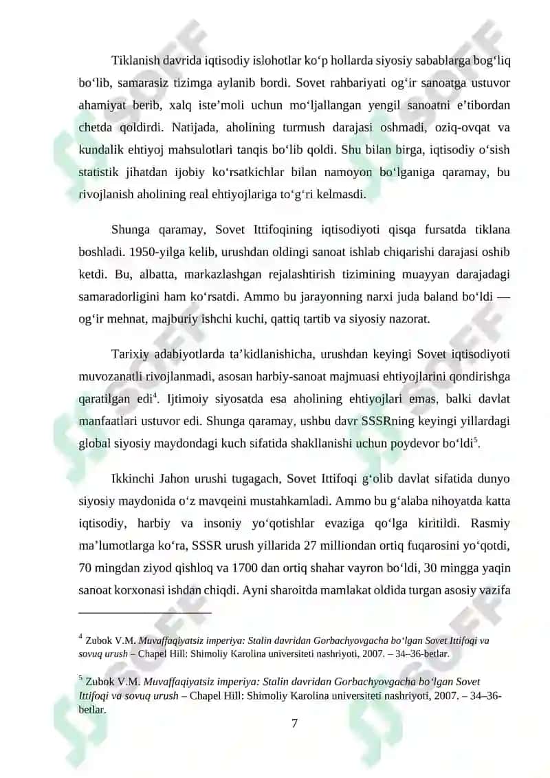 SSSR Ikkinchi Jahon urushidan so‘ng 7