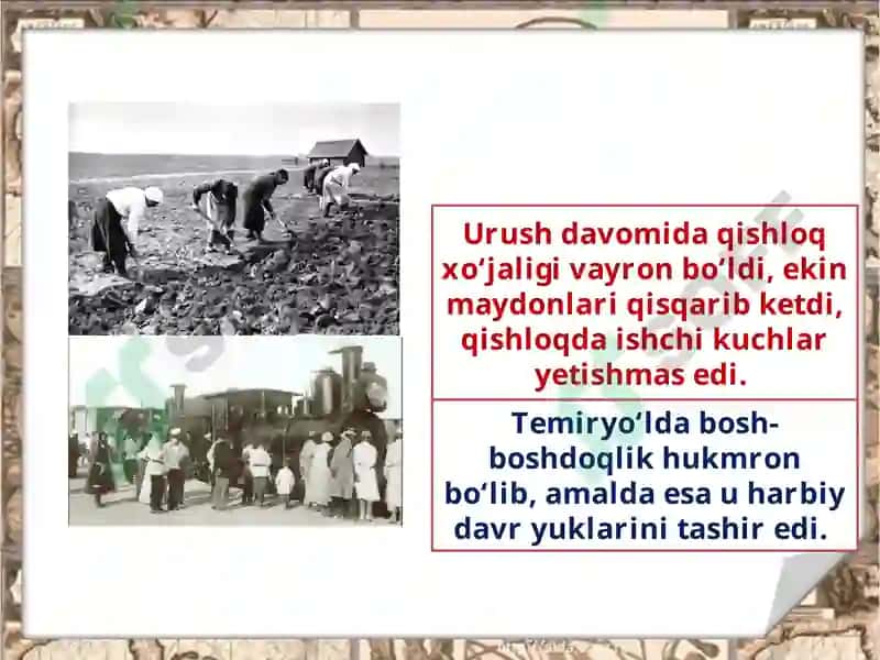 Birinchi jahon urushi yillarida Turkiston o‘lkasida 7