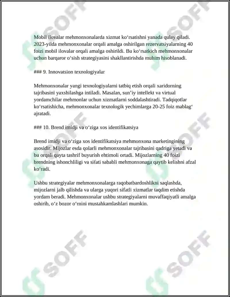 MEHMONXONALARNI TASHKIL ETISHDA MARKETING TAHLILLARI 7