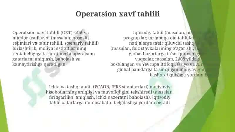 Tashqi va ichki moliyaviy risklarni boshqarishda iqtisodiy tahlil va auditning o'rni 7