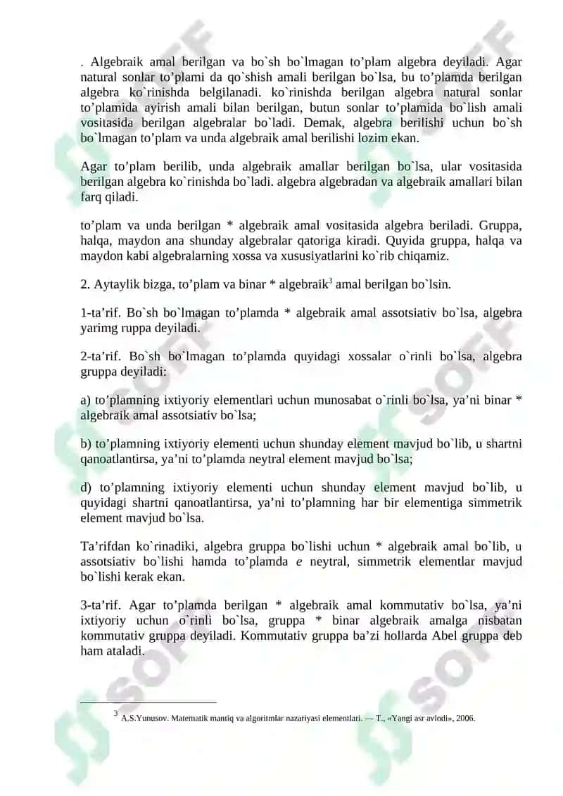 Gruppa , uning turlari va sodda xossalari 7