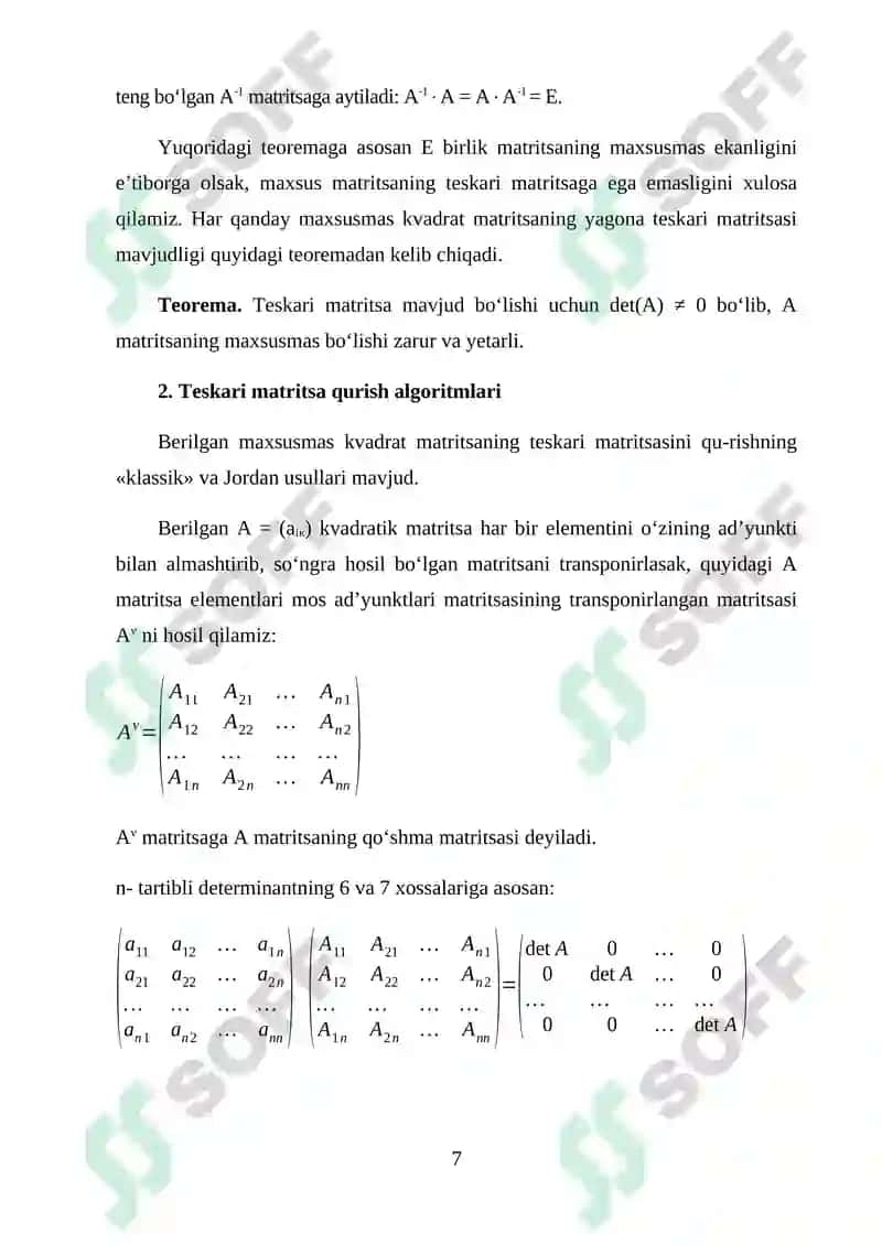 Matritsa algebraasi, determinant va teskari matritsa 7