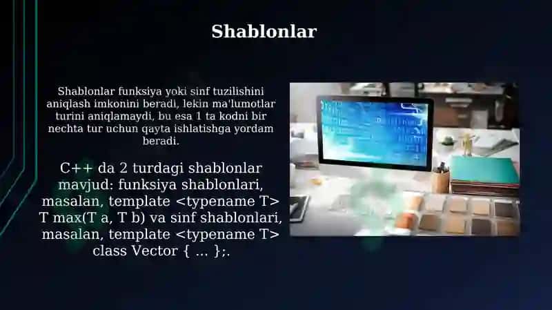 C++ dasturlash tilining interfeysi va imkoniyatlari 8