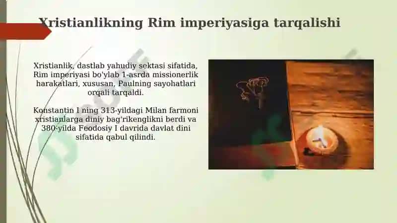 Xristianlik dini tarixi va g'oyalari 8