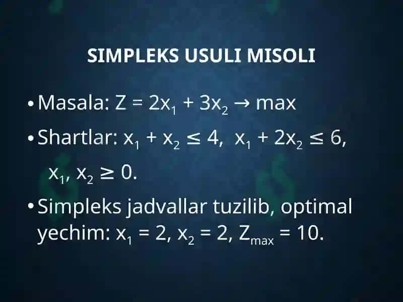 Chiziqli programmalashtirish usullari 8
