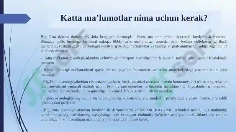 Big Data va uning turli sohalardagi tadbiqi 8