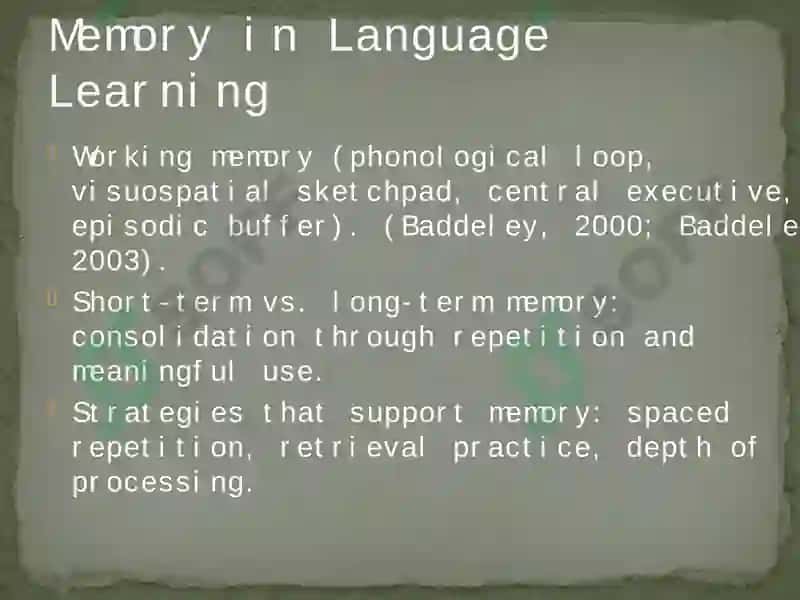 Psycholinguistic and Cognitive Processes in Language Learning 8