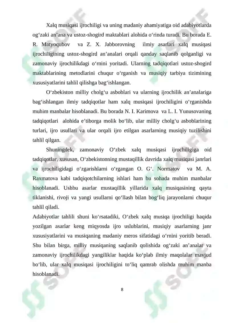 O'zbek xalq musiqa ijodining nazariy asoslari va o'rganish metodikasi 8
