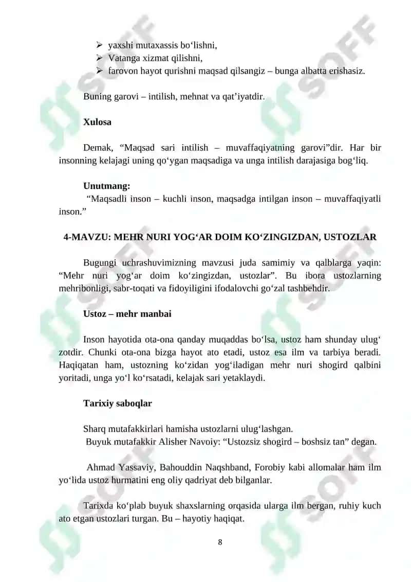 MA’NAVIYAT SOATLARI 8