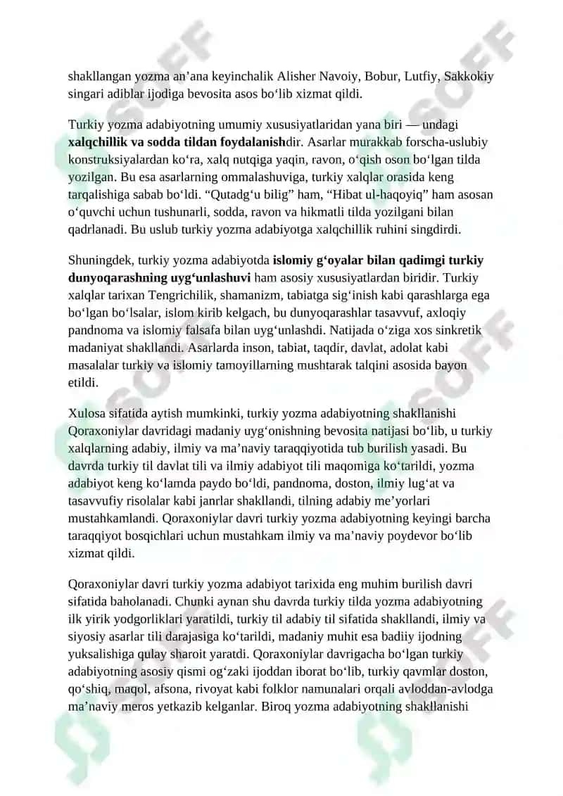 Qoraxoniylar davrida turkiy yozma adabiyotning rivoji. 8
