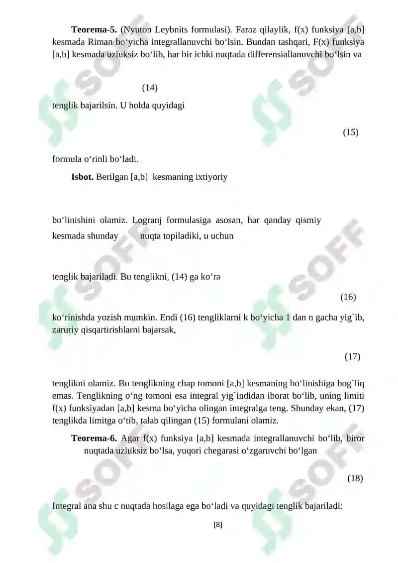 Riman va Riman-Stiltes integrallari 8
